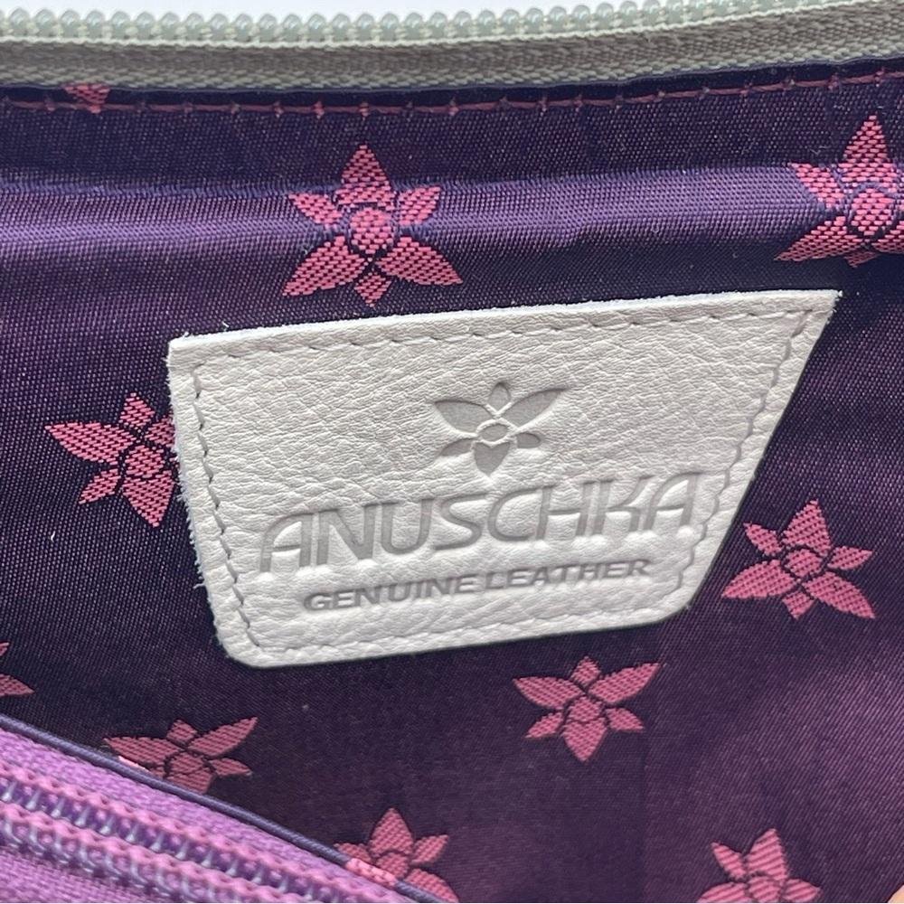 Anuschka Garden Panther Hand-Painted Leather Hobo Purse Dual Zip New - Picture 5 of 13